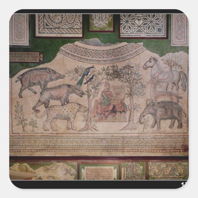 Sticker Carré Orphée charmant les animaux (Devant)