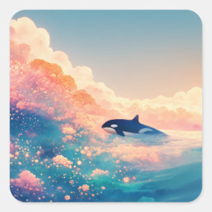 Sticker Carré Orque dans les eaux enchantées