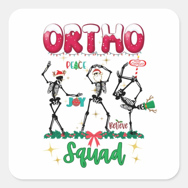 Sticker Carré Ortho Christmas Squad Ortho Ortho Orthopedic Cowor (Devant)