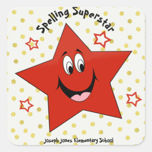 Sticker Carré Orthographe Whimsical Superstar School