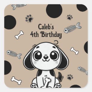 Sticker Carré Os de poisson marrons et noirs Fête d'anniversaire