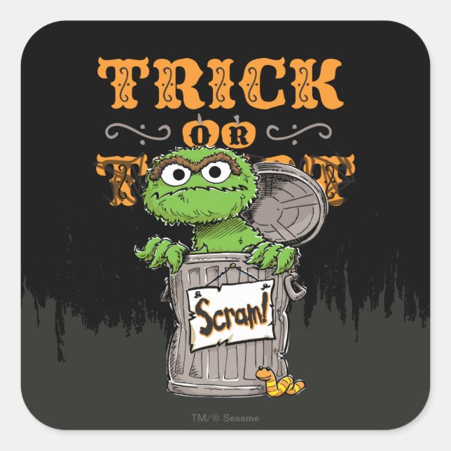 Sticker Carré Oscar the Grouch - Trick ou Scram! (Devant)