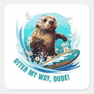 Sticker Carré Otter 841 Surf Otter Elle Vole Surfboards Otte
