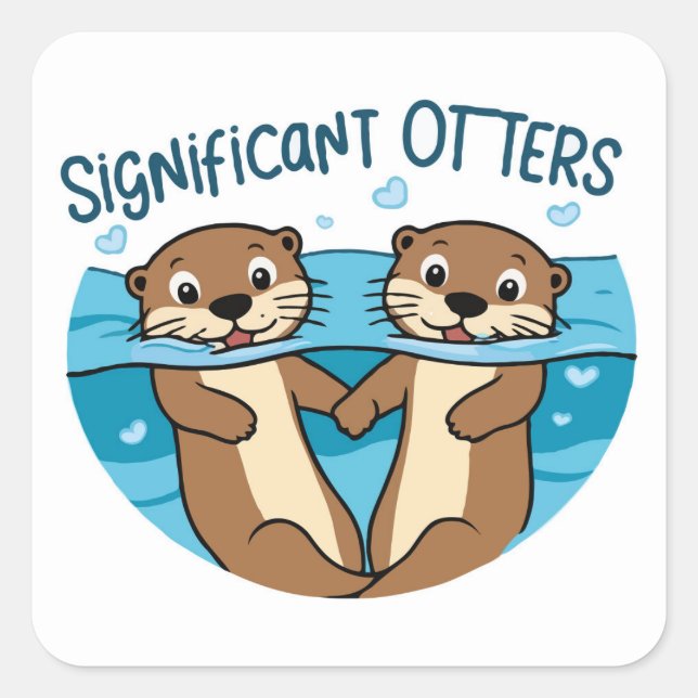 Sticker Carré Otter - Otter tenant les mains (Devant)