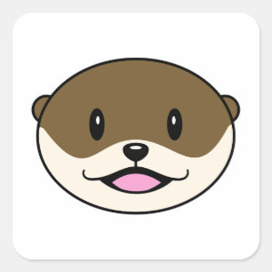 Sticker Carré Otter souriant mignon