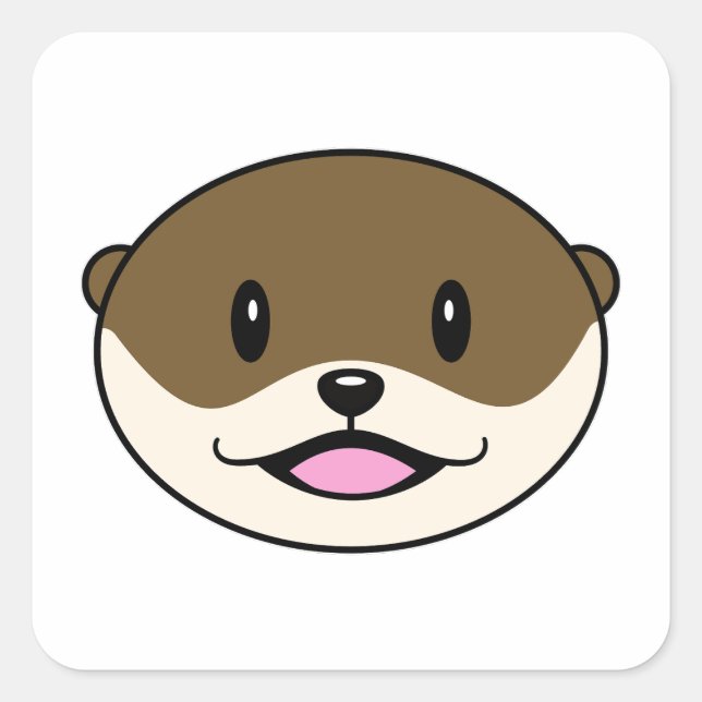 Sticker Carré Otter souriant mignon (Devant)
