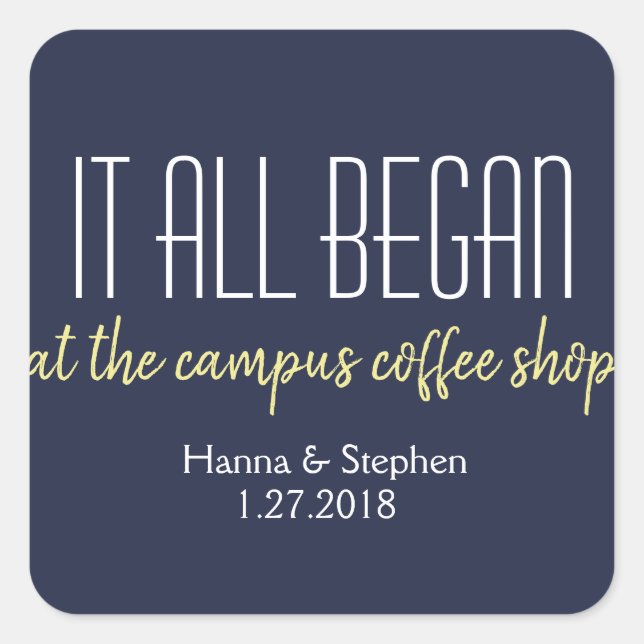 Sticker Carré Où tout a commencé l'histoire d'amour (Devant)