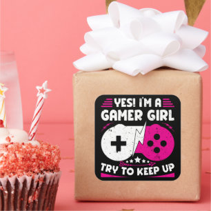Sticker Carré Oui Je suis Une Gamer Girl Funny Video Gamer Gift