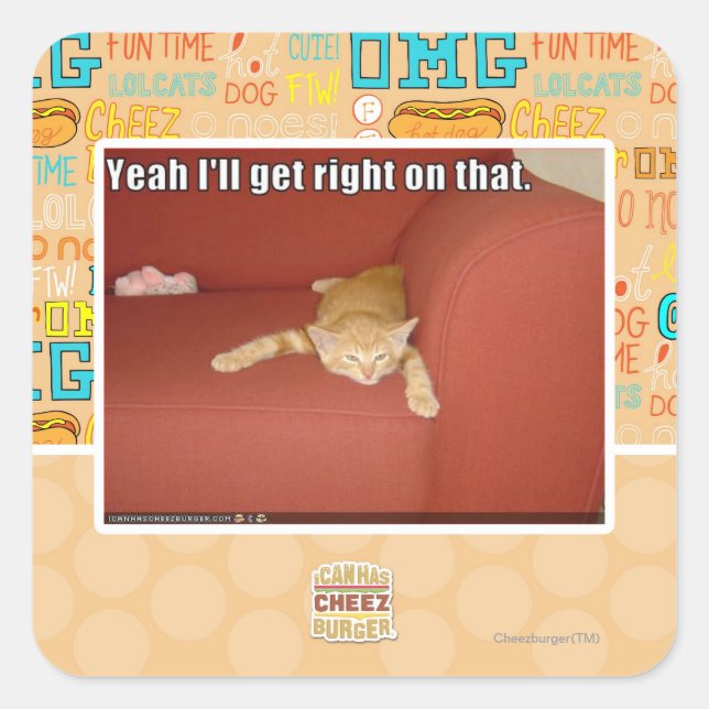 Sticker Carré Oui, j'y vais. (Devant)