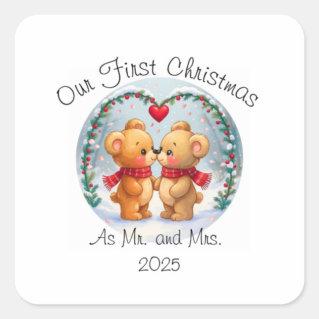 Sticker Carré Our First Christmas as Mr. & Mrs. – 2025 (Devant)