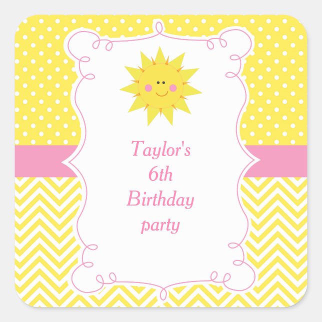 Sticker Carré Our little Sunshine Birthday Thank You (Devant)