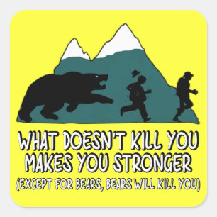 Sticker Carré Ours amusant