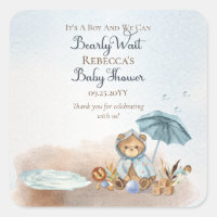 Ours | Baby shower Bearly Wait Boy Parapluie bleu