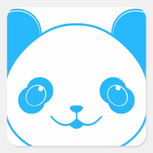 Sticker Carré Ours bleu Kawaii Panda