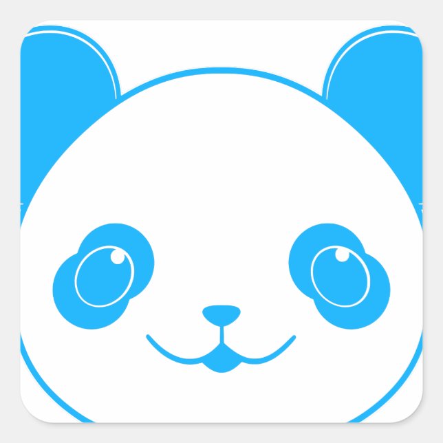 Sticker Carré Ours bleu Kawaii Panda (Devant)