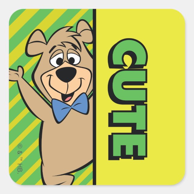 Sticker Carré Ours Boo-Boo mignon (Devant)