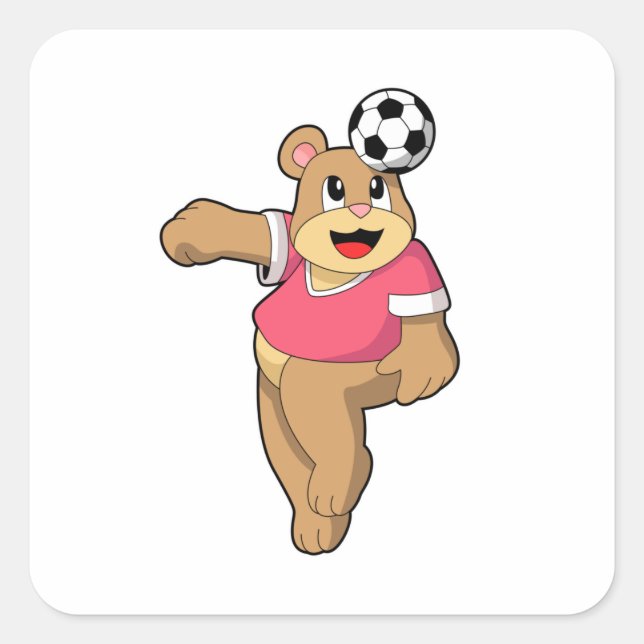 Sticker Carré Ours comme joueur de football avec Soccer.PNG (Devant)