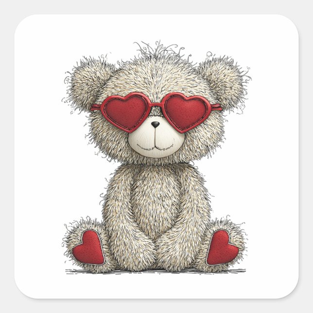 Sticker Carré Ours d'amour (Devant)