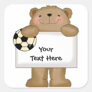 Sticker Carré Ours de Bulletin de Football (personnalisable)