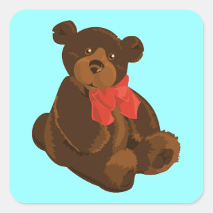 Sticker Carré Ours de caricature mignon