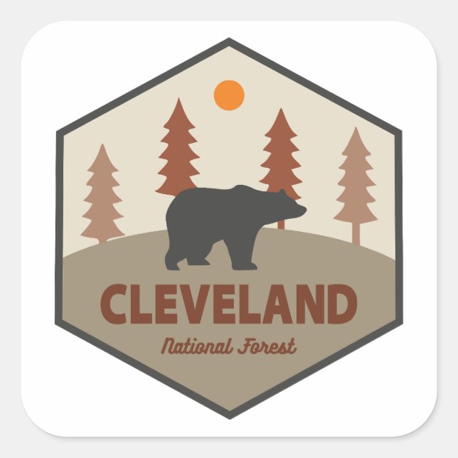 Sticker Carré Ours de la forêt nationale de Cleveland (Devant)