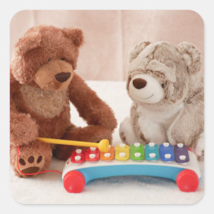 Sticker Carré Ours de musique