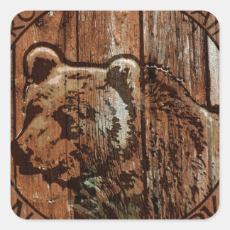Sticker Carré Ours en bois du Parc national des Rocheuses