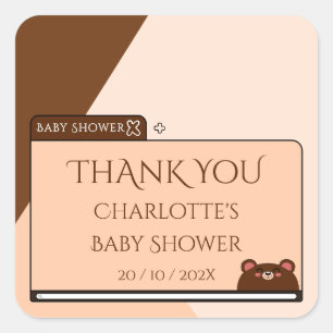 Sticker Carré Ours en peluche bébé mignon sur écran d'ordinateur