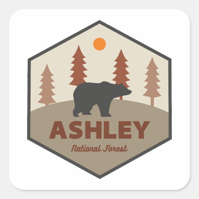 Sticker Carré Ours forestier national Ashley (Devant)