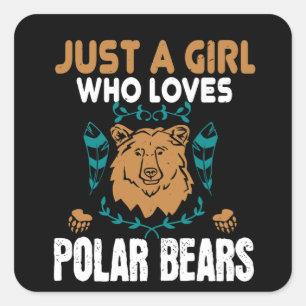 Sticker Carré Ours - Juste Une Fille Qui Aime Les Ours Polaires