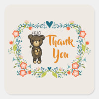 Ours mignon, Fleur Jaune et Merci de couronne fleu
