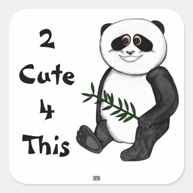 Sticker Carré Ours Panda Trop mignon (Devant)