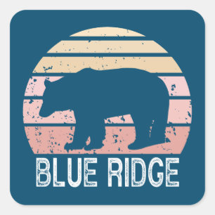 Sticker Carré Ours rétro Blue Ridge