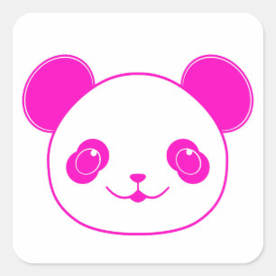Sticker Carré Ours rose Kawaii Panda