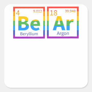 Sticker Carré Ours Tableau Périodique Ours Gay Ours LGBT Pride A
