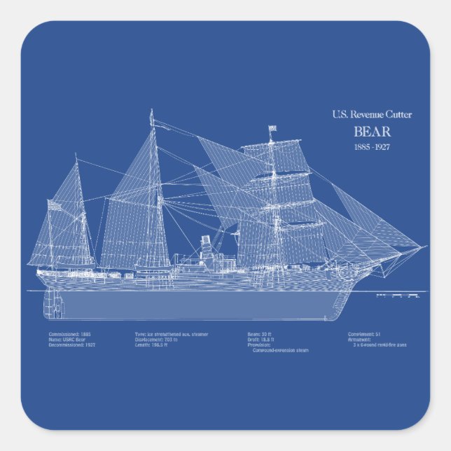 Sticker Carré Ours USCGRC USRC - ABD (Devant)