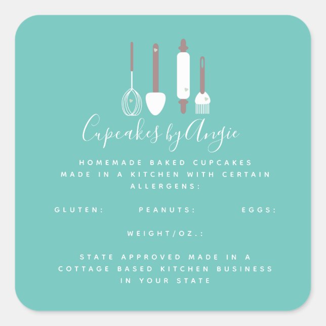 Sticker Carré Outils de boulangerie Logo Alimentation Carré Stic (Devant)