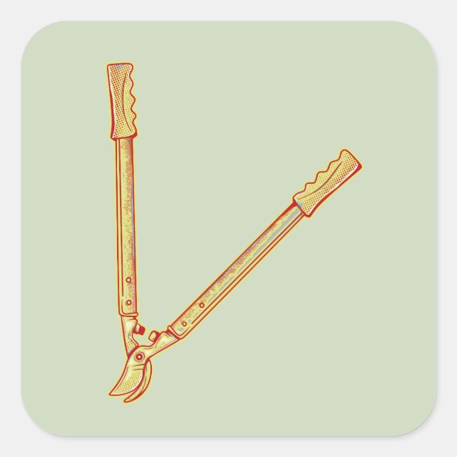 Sticker Carré Outils de jardinage Loppers (Devant)