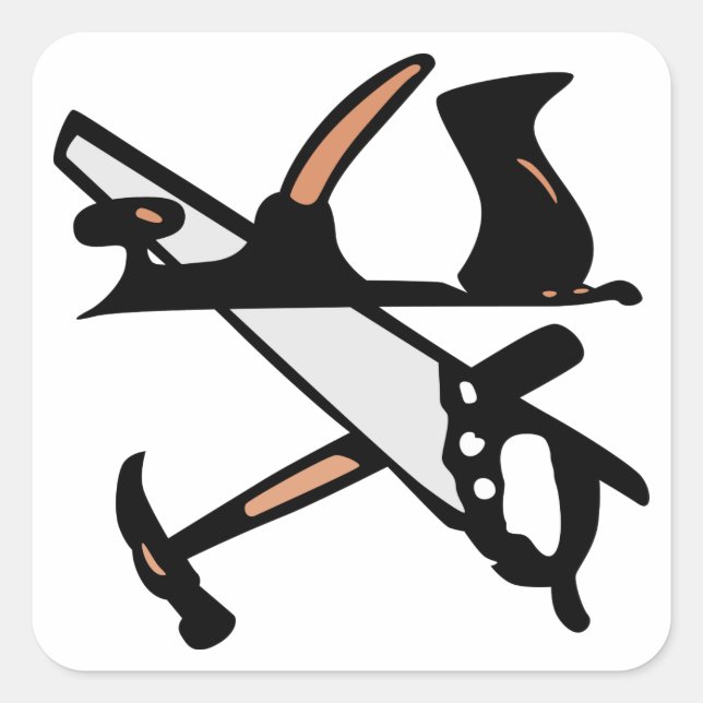 Sticker Carré Outils de travail du bois (Devant)