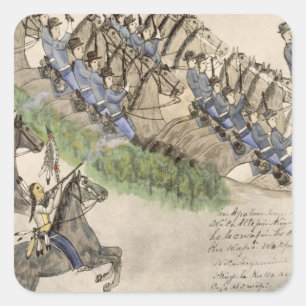 Sticker Carré Ouverture de la bataille du Little Big Horn (encre