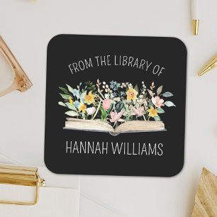 Sticker Carré Ouvrir les fleurs de livre de la bibliothèque de p