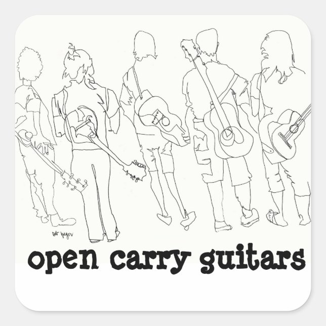 Sticker Carré ouvrir les guitares portatives (Devant)