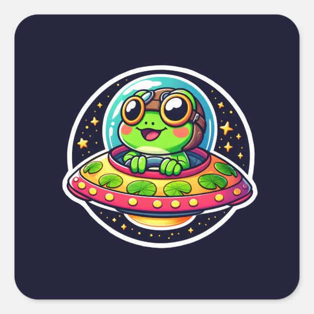 Sticker Carré OVNI Happy Frog (Devant)