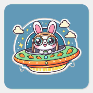 Sticker Carré OVNI Happy Rabbit