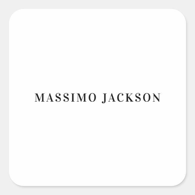 Sticker Carré Own Name Decorative Minimalist Plain Black White (Devant)