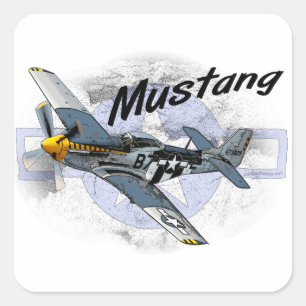 Sticker Carré P51 Mustang