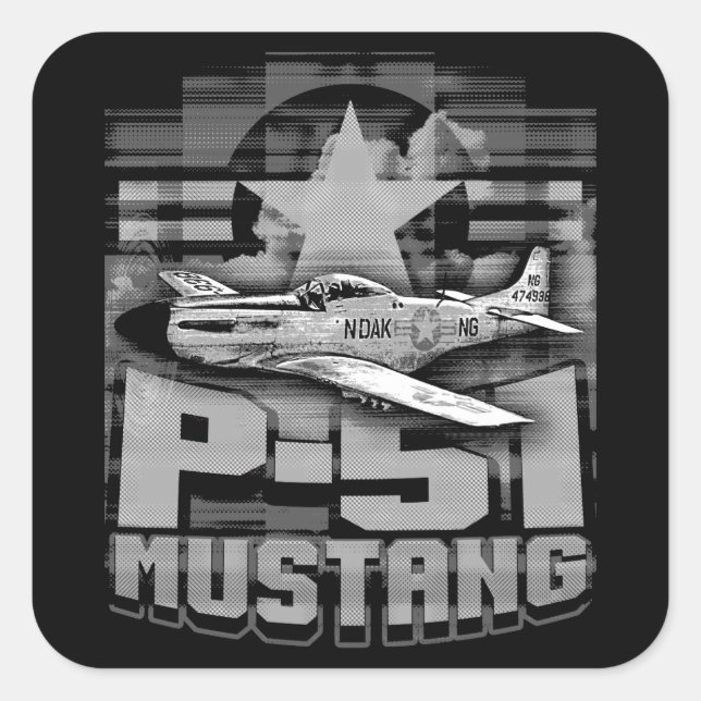 Sticker Carré P-51 Mustang (Devant)