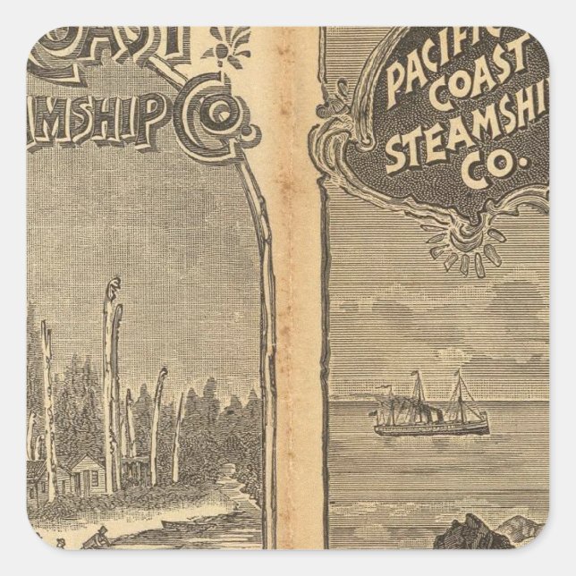 Sticker Carré Pacific Coast Steamship Company 2 (Devant)