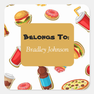 Sticker Carré Pack d'autocollants à thème alimentaire personnali