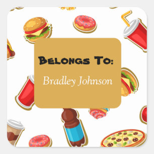 Sticker Carré Pack d'autocollants à thème alimentaire personnali